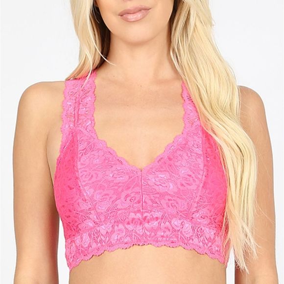 Zenana Outfitters Other - NWT Zenana Outfitters Pink Laced with Love Bralette - L